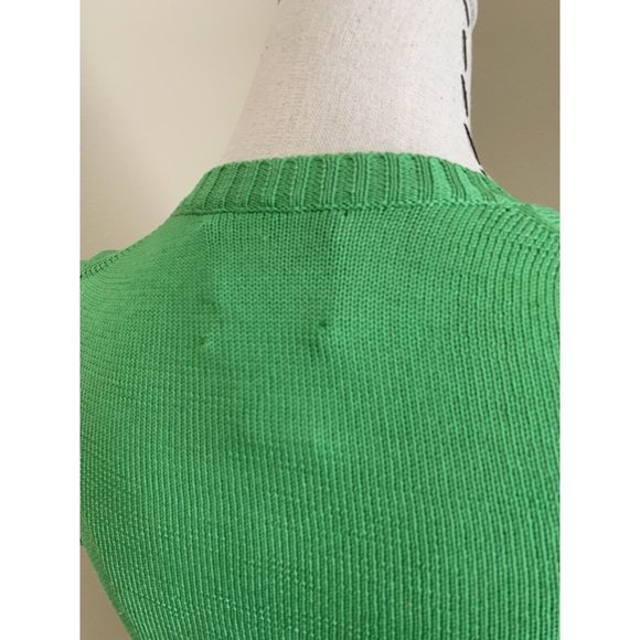 Vintage 70s Right Bank Green Floral Embroidery Cotton Sweater Knit Dittos Italy - Picture 4 of 10